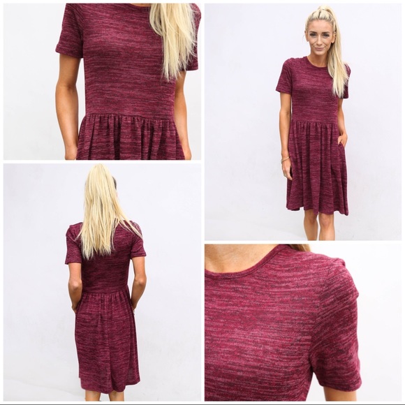 Dresses & Skirts - Pomegranate heathered pocket babydoll dress Dresses & Skirts - Pomegranate heathered pocket babydoll dress